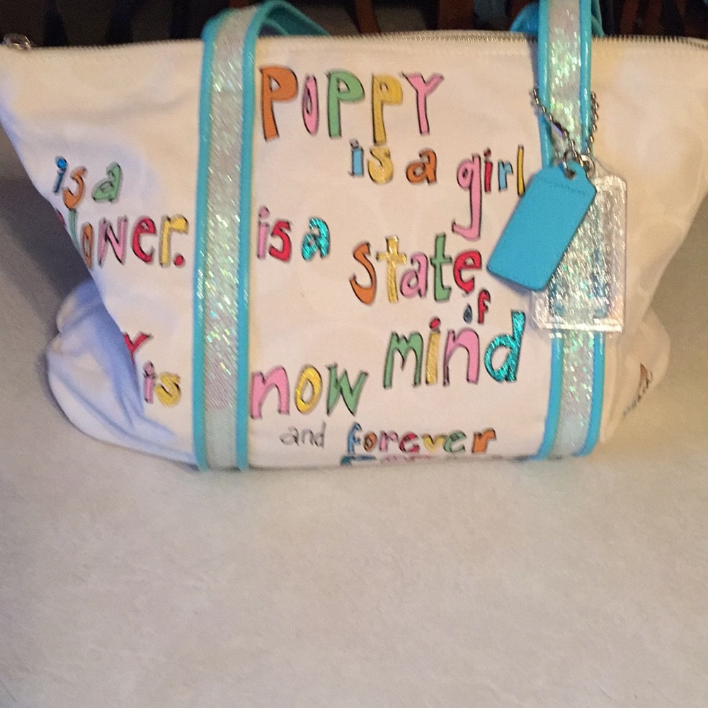 Coach Poppy Signature Tote 15L x 13H x 3.5W